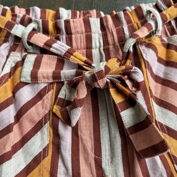Anthropologie Women's Belted Striped Paperbag Waist Shorts Multi Size Small - Picture 2 of 11